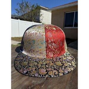 Vintage Y2K Ducksauce GRBG Colorful Multicolor Paisley Print Fitted Hat 7 1/2